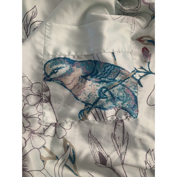 WORLD MARKET Aqua Botanical & Butterfly Satin Kimono Robe/Cover Up/belt OSFM - Picture 10 of 10